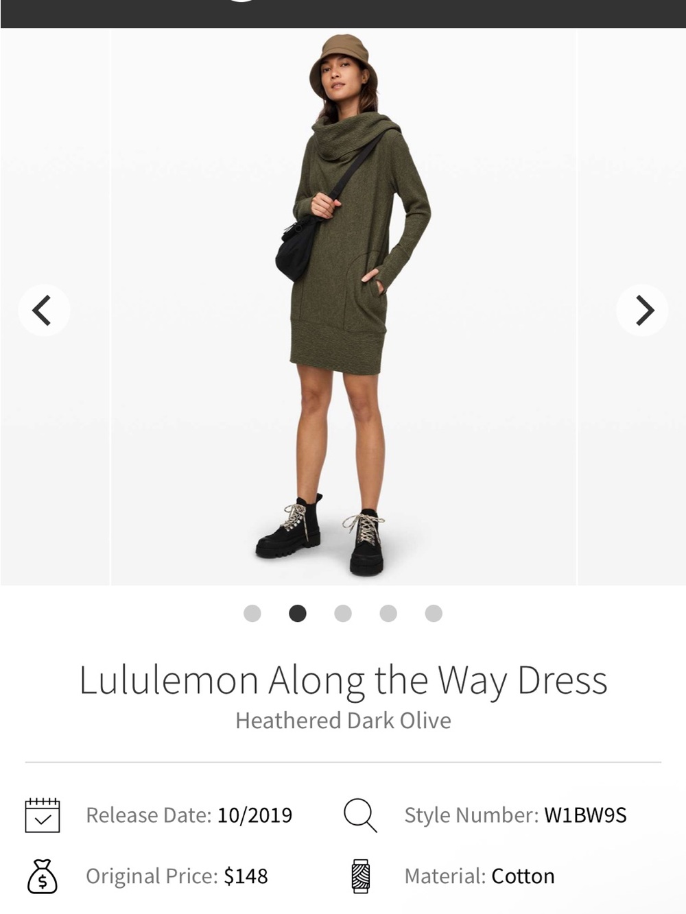 lululemon athletica Heathered Olive Cowl-Neck Sweater Dress